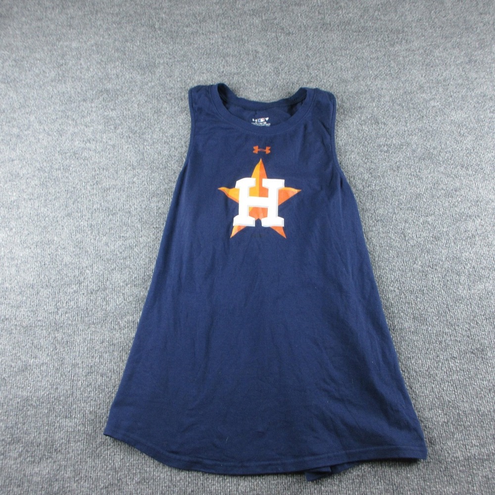 Houston Astros Shirt Womens‎ XL Blue MLB Baseball Under Armour Tank Top HeatGear